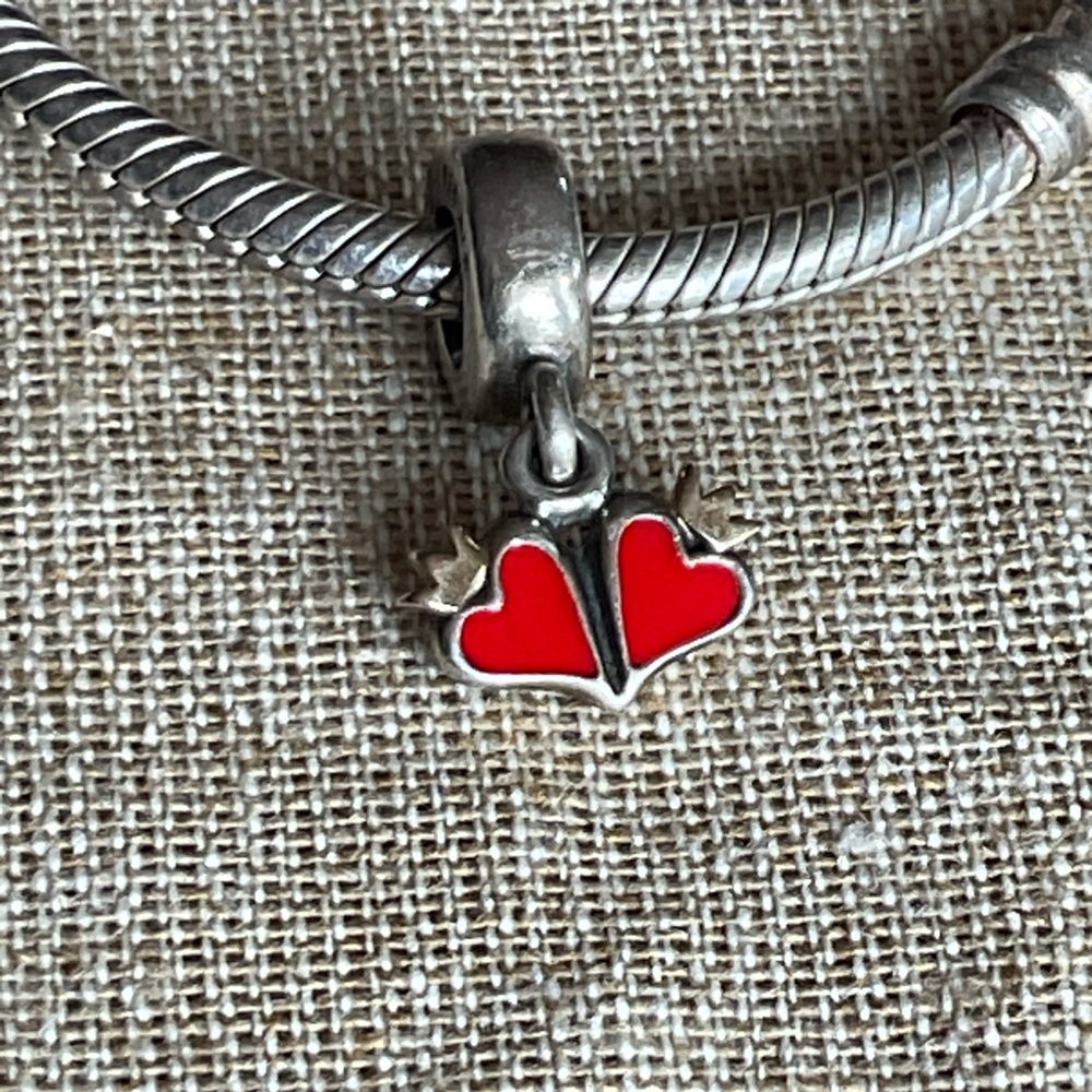Pandora Red Heart Silver Bracelet Charm